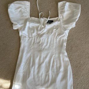 Lulu’s White Puff Sleeve Mini Dress, Worn Once!